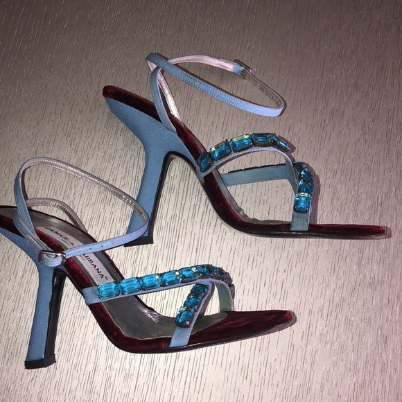 DOLCE & GABBANA Vintage velvet jewelry Shoes Size 7.5 - Picture 3 of 9